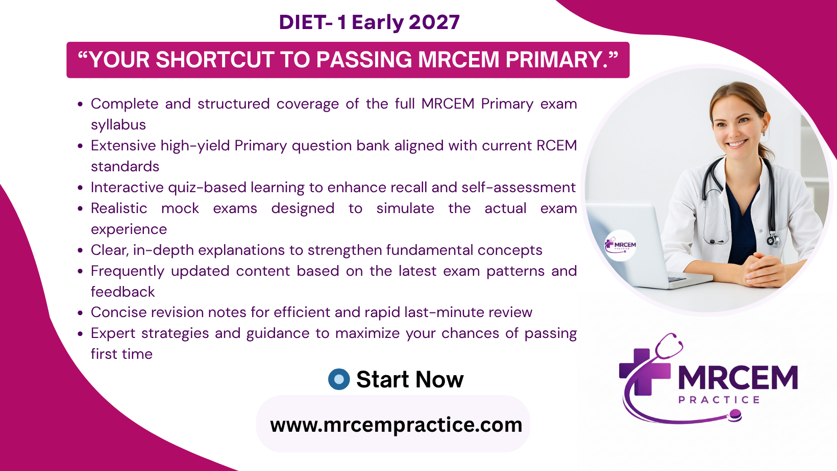 MRCEM Primary (Complete Course Guide With Question bank) For Diet- 1 Early 2027